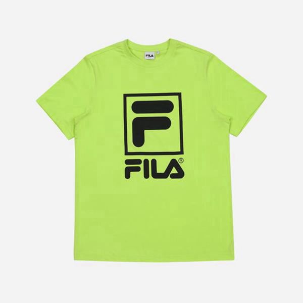 Camisetas Manga Corta Fila Hombre Verde - Stacked Logo S/S - España 831725LVH